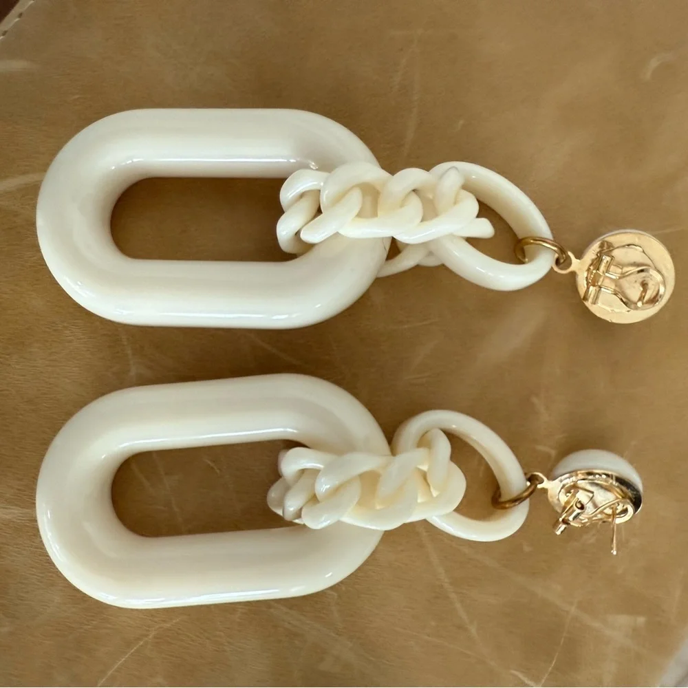 Anthropologie Statement Cream Colored Earrings EUC